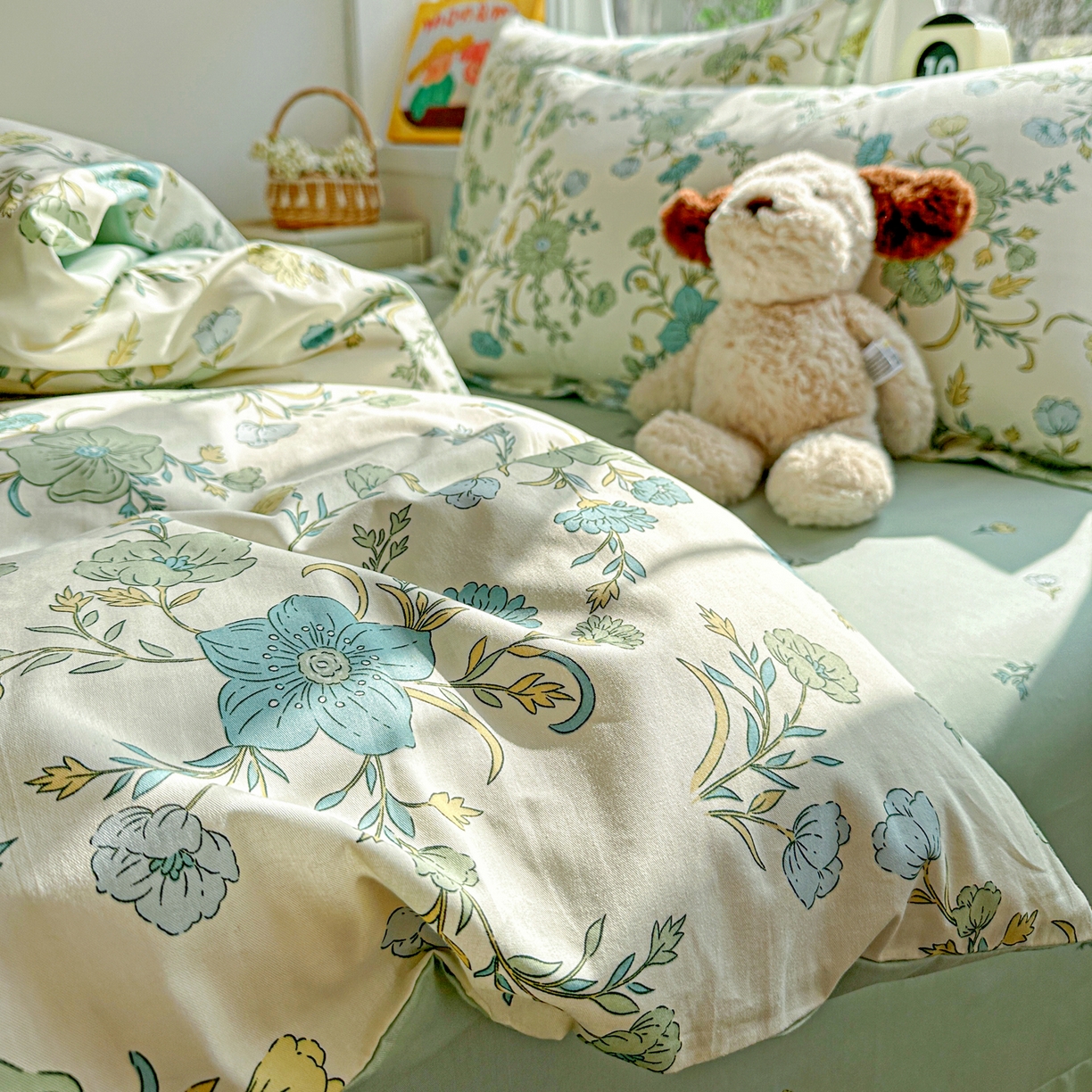 91家纺网 家纺一手货源 找家纺 佳汐蓝家纺 2026新款全棉纯棉加厚13376印花四件套 浅影落香