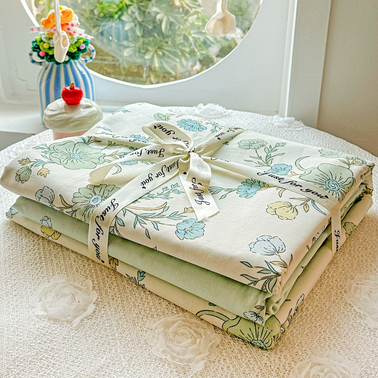 91家纺网 家纺一手货源 找家纺 佳汐蓝家纺 2026新款全棉纯棉加厚13376印花四件套 浅影落香