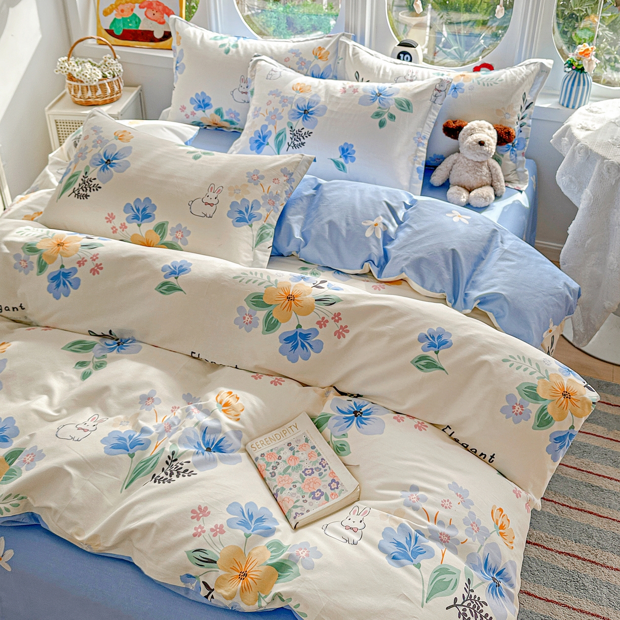 佳汐蓝家纺 2026新款全棉纯棉加厚13376印花四件套 若薇