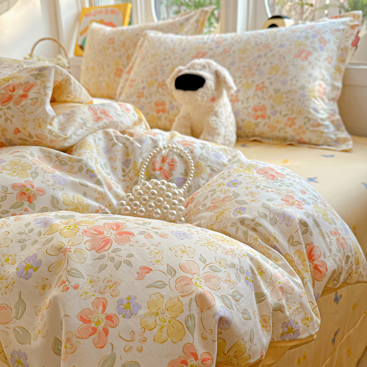 91家纺网 家纺一手货源 找家纺 佳汐蓝家纺 2026新款全棉纯棉加厚13376印花四件套 森恋花开