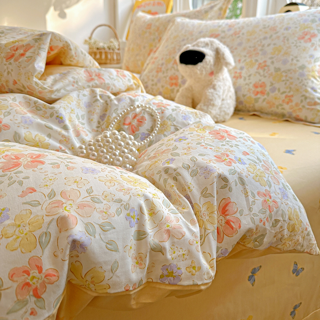 91家纺网 家纺一手货源 找家纺 佳汐蓝家纺 2026新款全棉纯棉加厚13376印花四件套 森恋花开