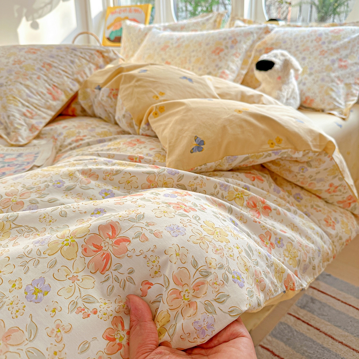 91家纺网 家纺一手货源 找家纺 佳汐蓝家纺 2026新款全棉纯棉加厚13376印花四件套 森恋花开