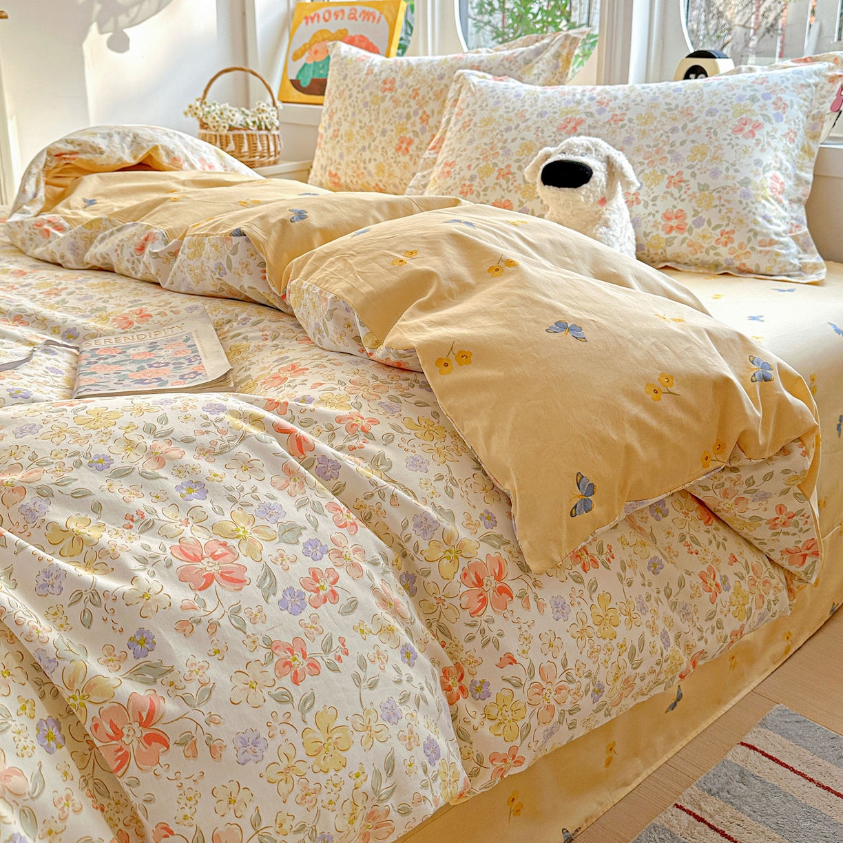 91家纺网 家纺一手货源 找家纺 佳汐蓝家纺 2026新款全棉纯棉加厚13376印花四件套 森恋花开