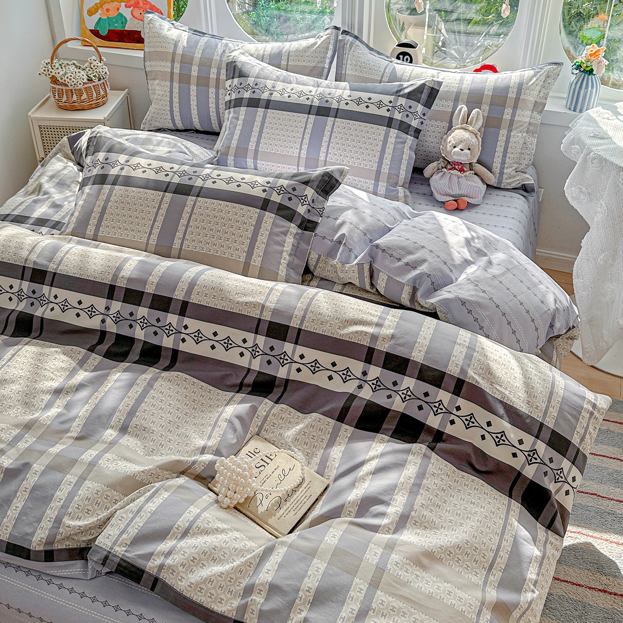 佳汐蓝家纺 2026新款全棉纯棉加厚13376印花四件套 协奏曲