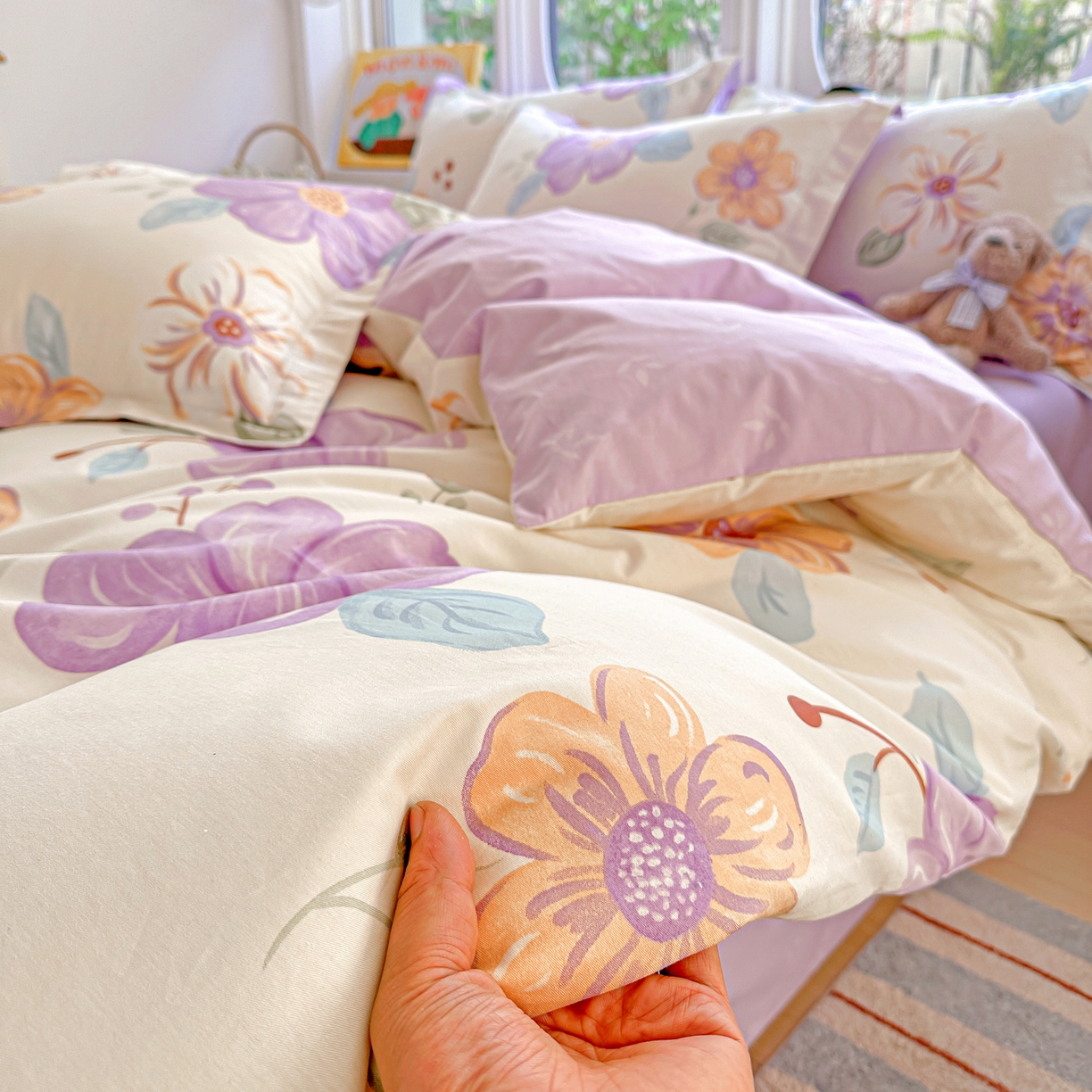 91家纺网 家纺一手货源 找家纺 佳汐蓝家纺 2026新款全棉纯棉加厚13376印花四件套 心怡如初