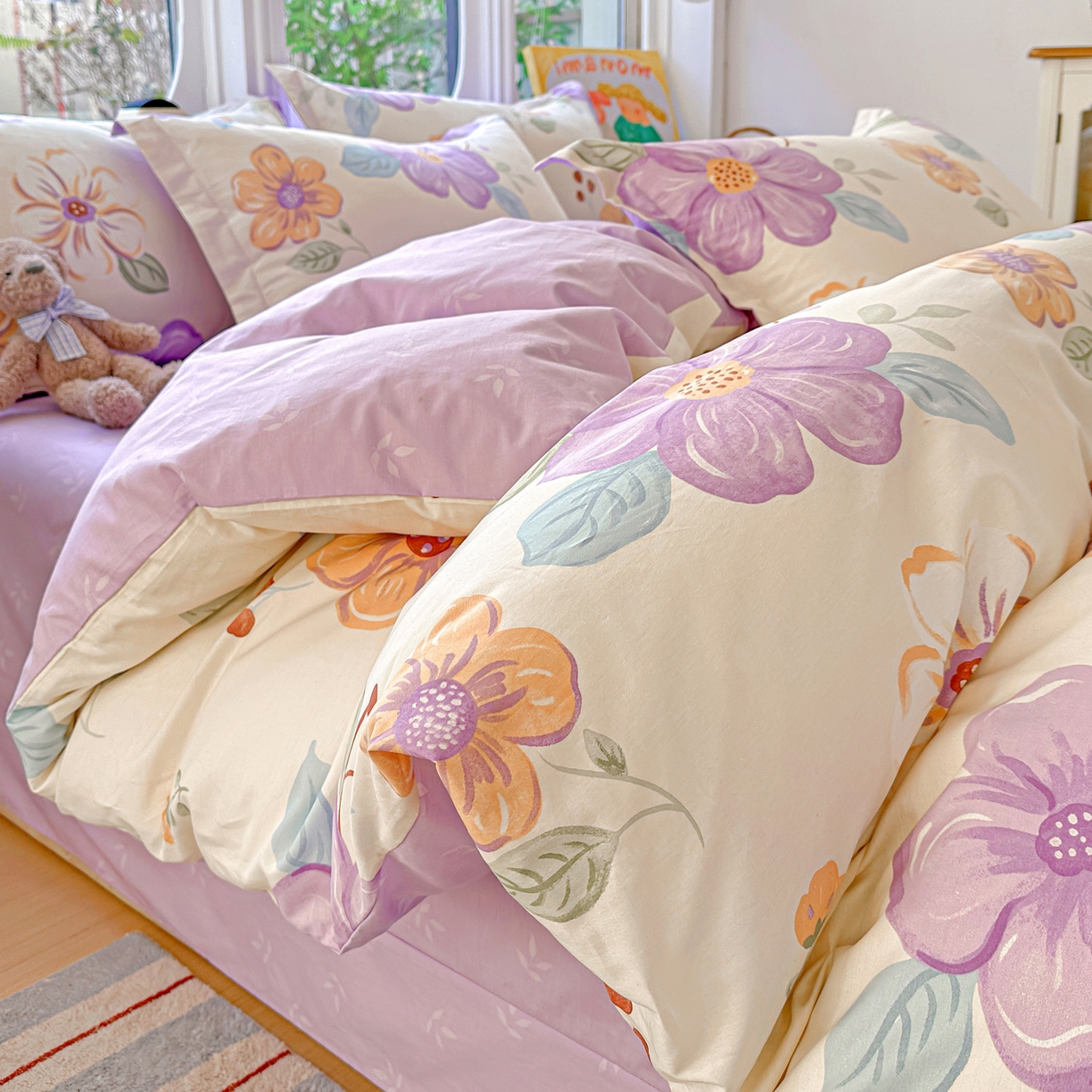 91家纺网 家纺一手货源 找家纺 佳汐蓝家纺 2026新款全棉纯棉加厚13376印花四件套 心怡如初