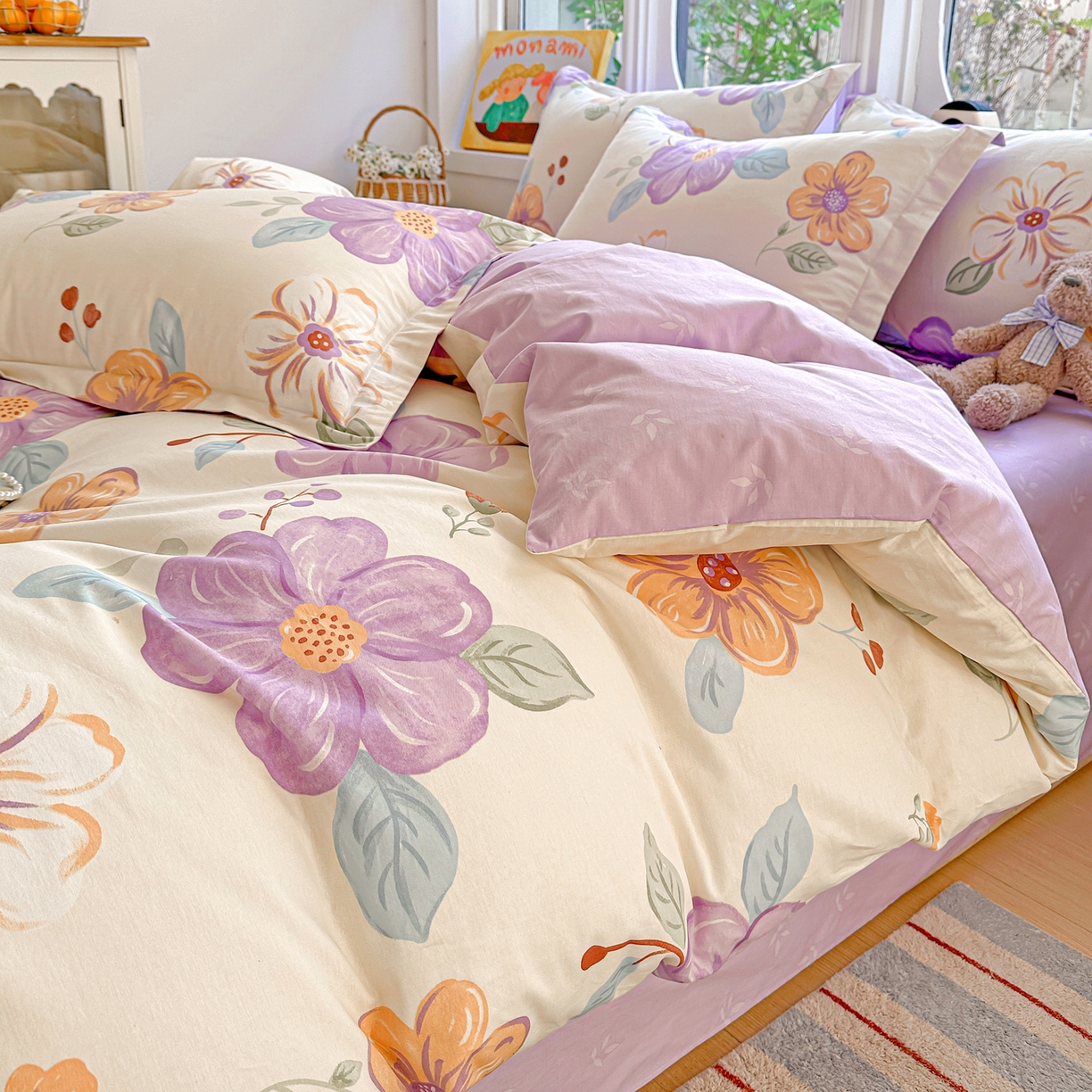 91家纺网 家纺一手货源 找家纺 佳汐蓝家纺 2026新款全棉纯棉加厚13376印花四件套 心怡如初