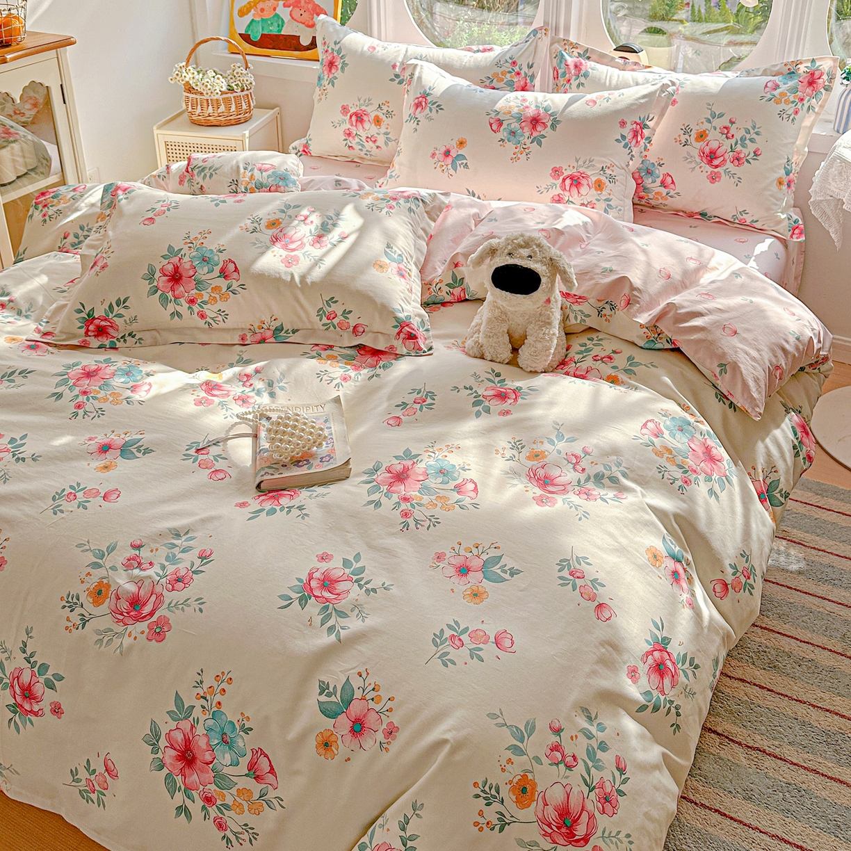 91家纺网 家纺一手货源 找家纺 佳汐蓝家纺 2026新款全棉纯棉加厚13376印花四件套 馨兰