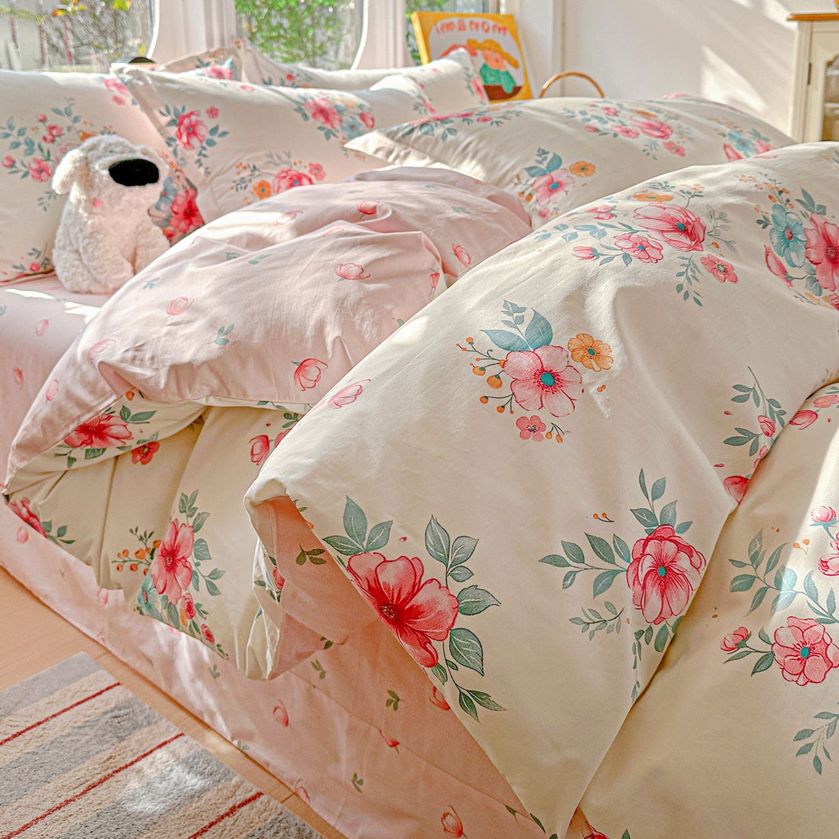 91家纺网 家纺一手货源 找家纺 佳汐蓝家纺 2026新款全棉纯棉加厚13376印花四件套 馨兰