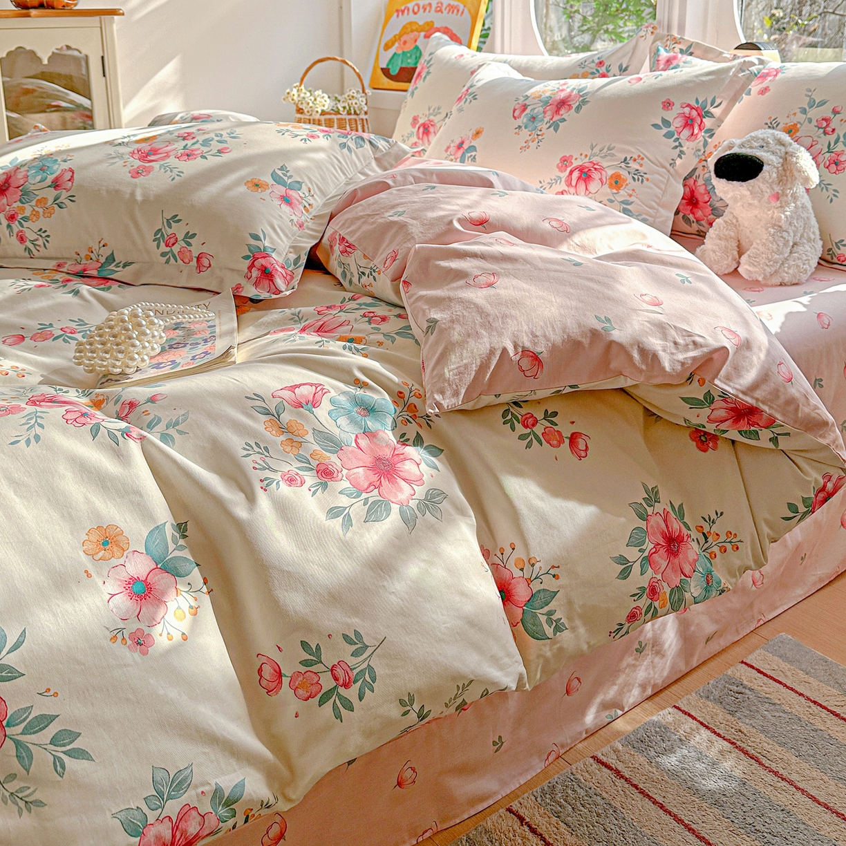 91家纺网 家纺一手货源 找家纺 佳汐蓝家纺 2026新款全棉纯棉加厚13376印花四件套 馨兰