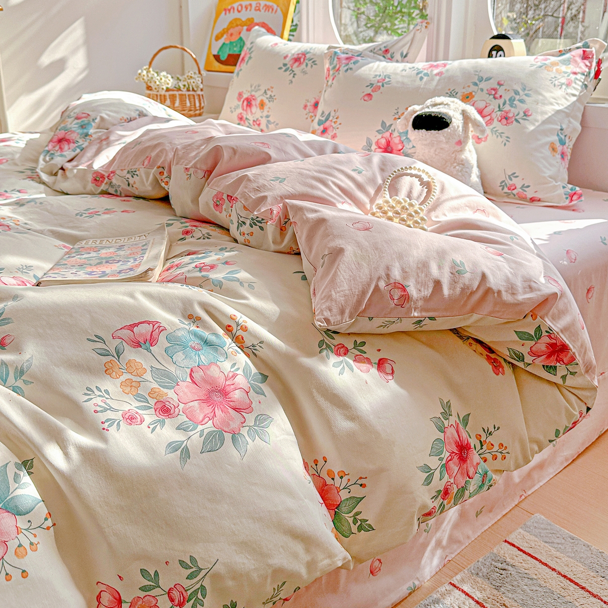 91家纺网 家纺一手货源 找家纺 佳汐蓝家纺 2026新款全棉纯棉加厚13376印花四件套 馨兰