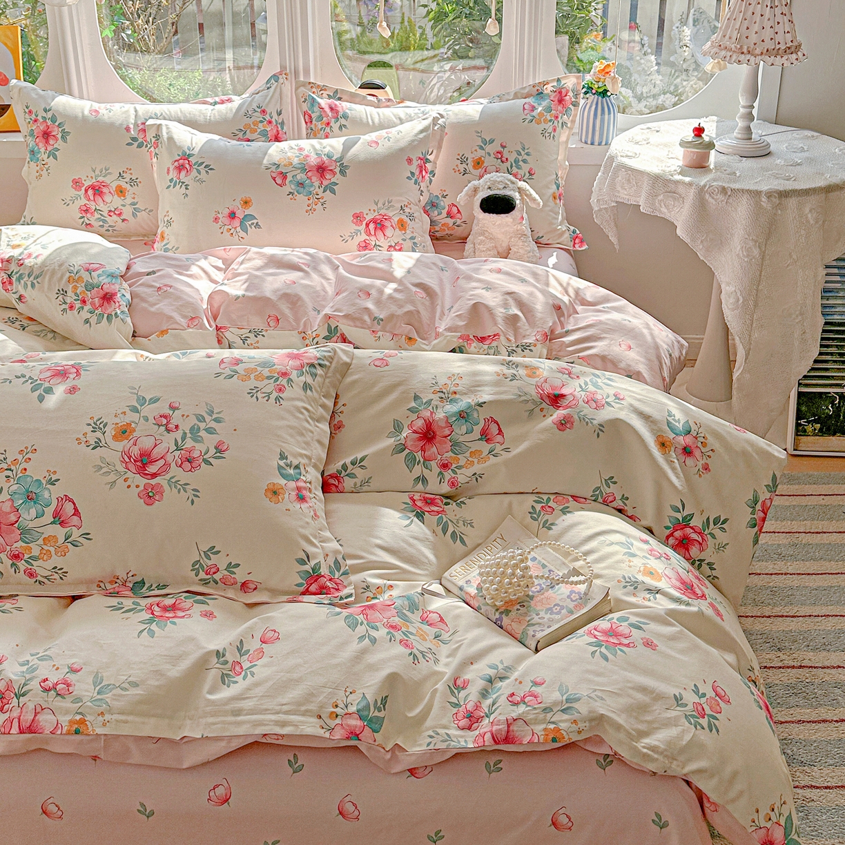 91家纺网 家纺一手货源 找家纺 佳汐蓝家纺 2026新款全棉纯棉加厚13376印花四件套 馨兰