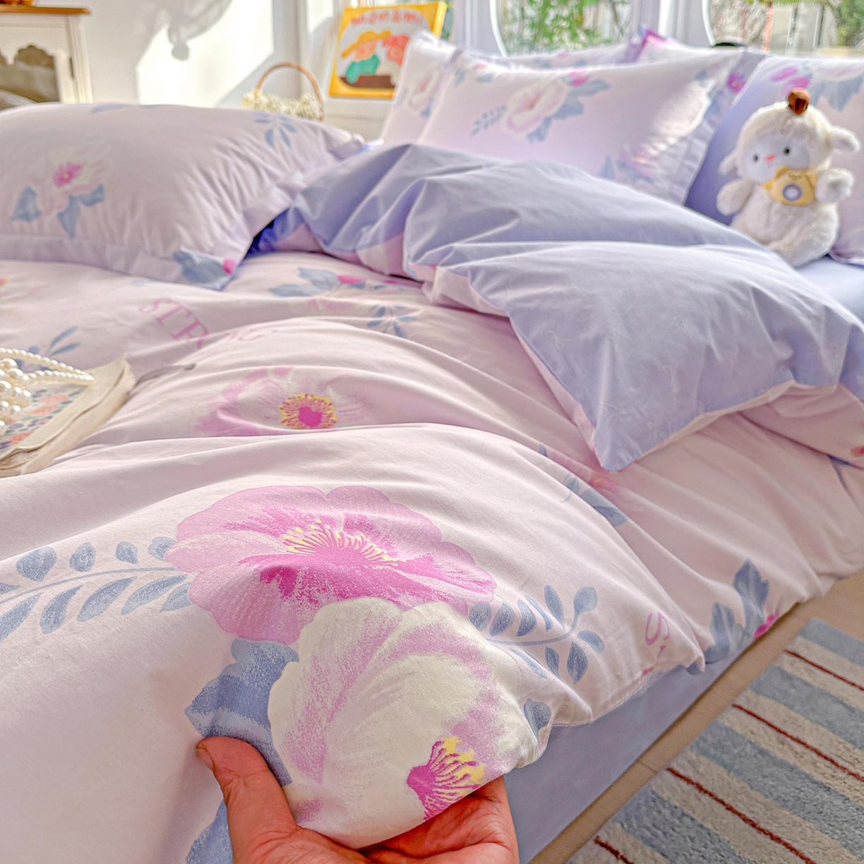 91家纺网 家纺一手货源 找家纺 佳汐蓝家纺 2026新款全棉纯棉加厚13376印花四件套 星漫