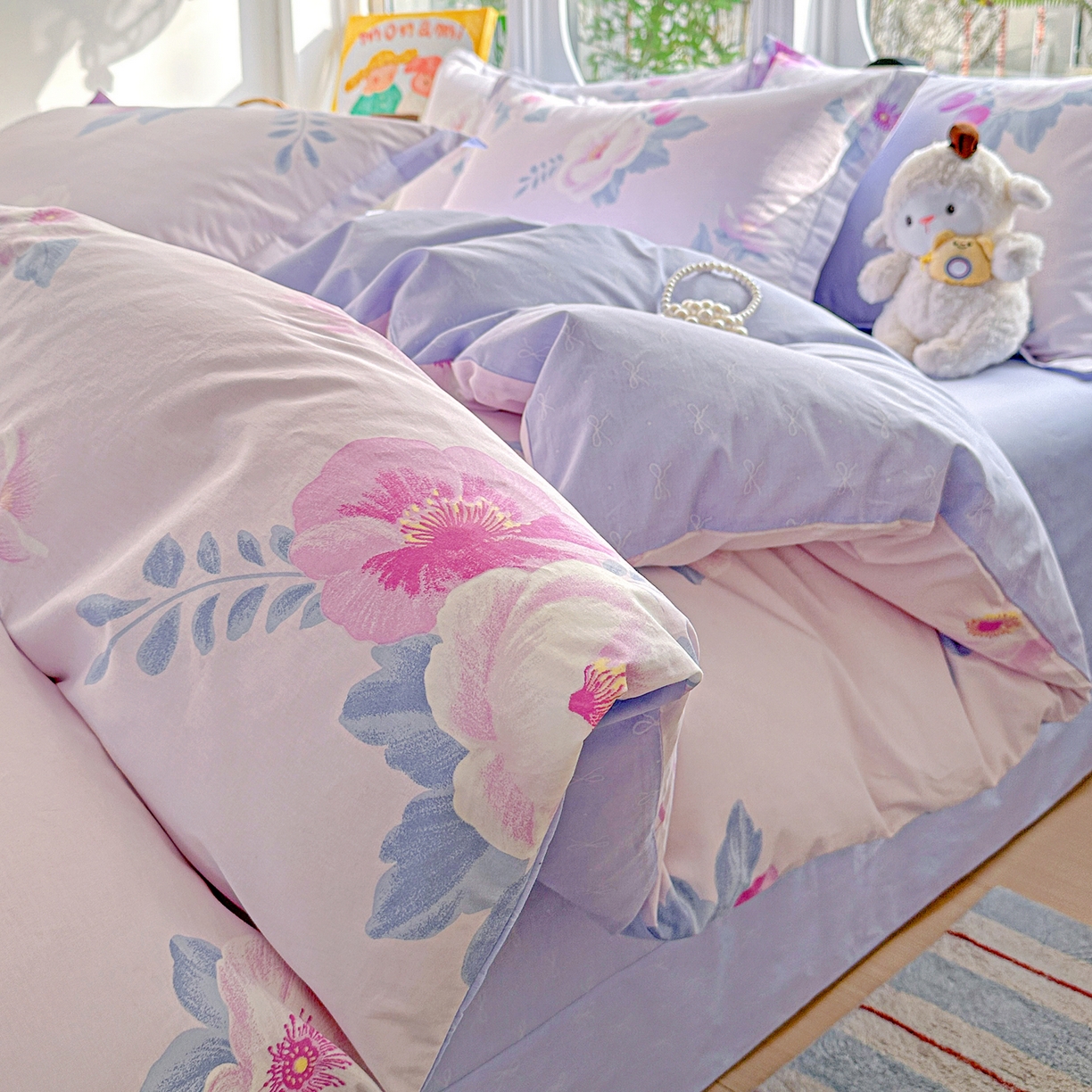 91家纺网 家纺一手货源 找家纺 佳汐蓝家纺 2026新款全棉纯棉加厚13376印花四件套 星漫