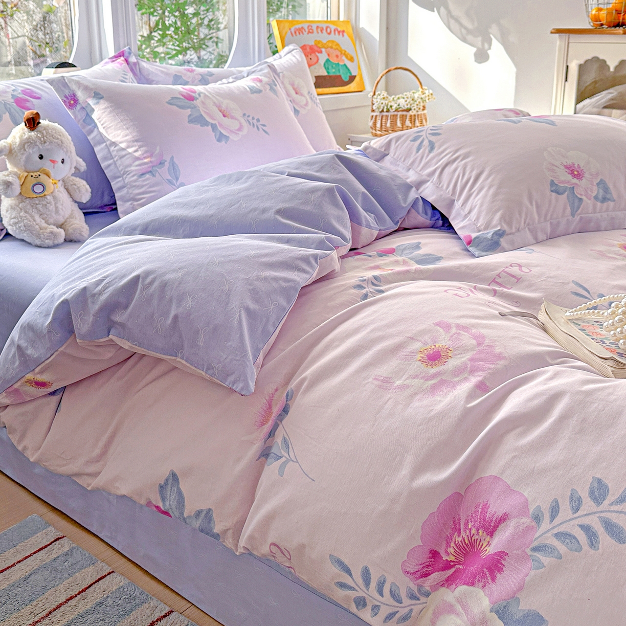 91家纺网 家纺一手货源 找家纺 佳汐蓝家纺 2026新款全棉纯棉加厚13376印花四件套 星漫