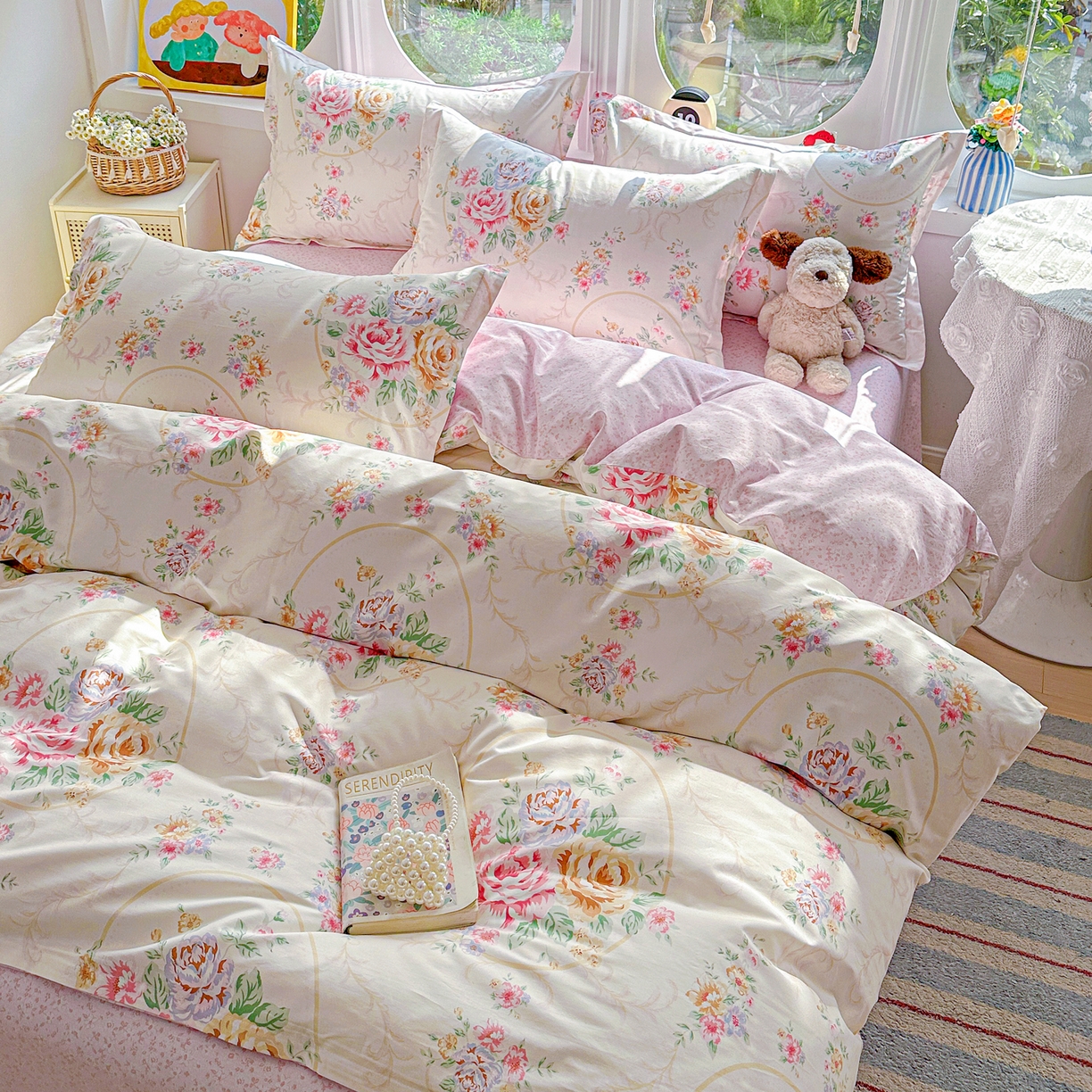 佳汐蓝家纺 2026新款全棉纯棉加厚13376印花四件套 杏雨寻春