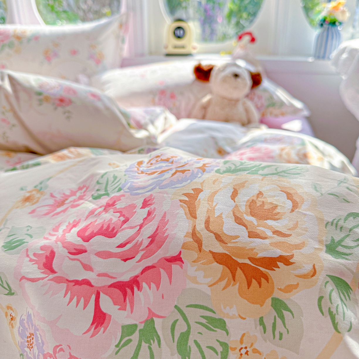 91家纺网 家纺一手货源 找家纺 佳汐蓝家纺 2026新款全棉纯棉加厚13376印花四件套 杏雨寻春