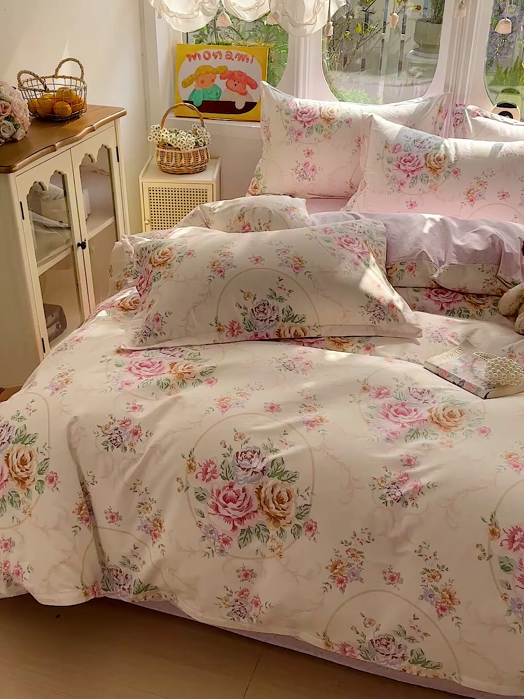 91家纺网 家纺一手货源 找家纺 佳汐蓝家纺 2026新款全棉纯棉加厚13376印花四件套 杏雨寻春