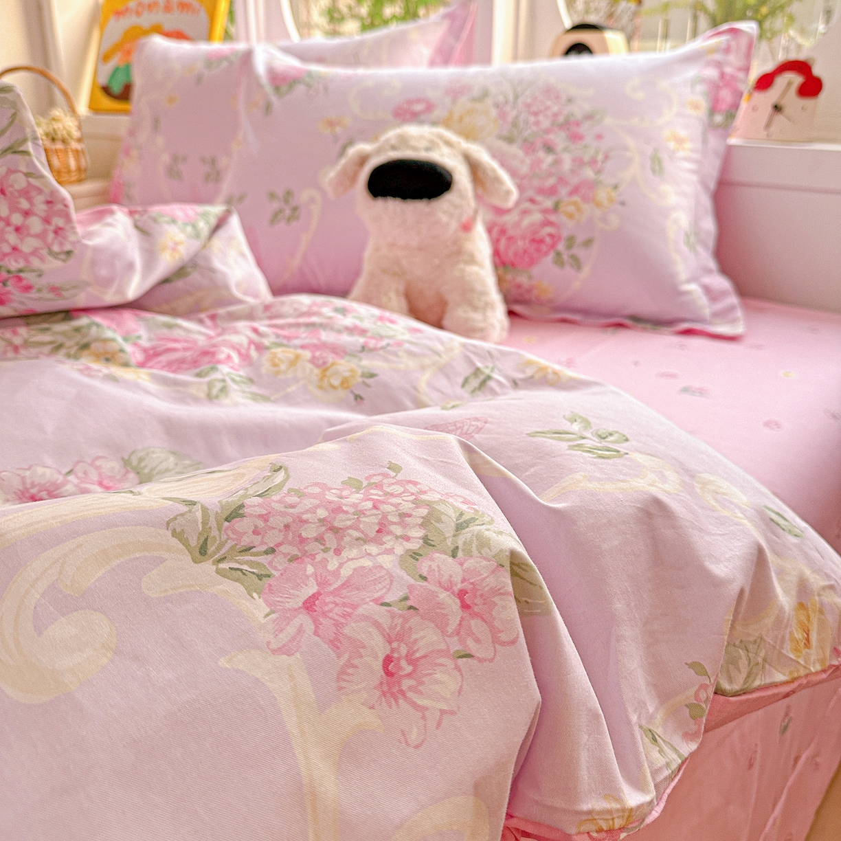 91家纺网 家纺一手货源 找家纺 佳汐蓝家纺 2026新款全棉纯棉加厚13376印花四件套 嫣语花开