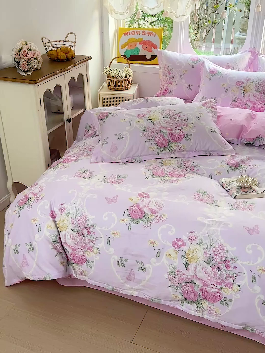 91家纺网 家纺一手货源 找家纺 佳汐蓝家纺 2026新款全棉纯棉加厚13376印花四件套 嫣语花开