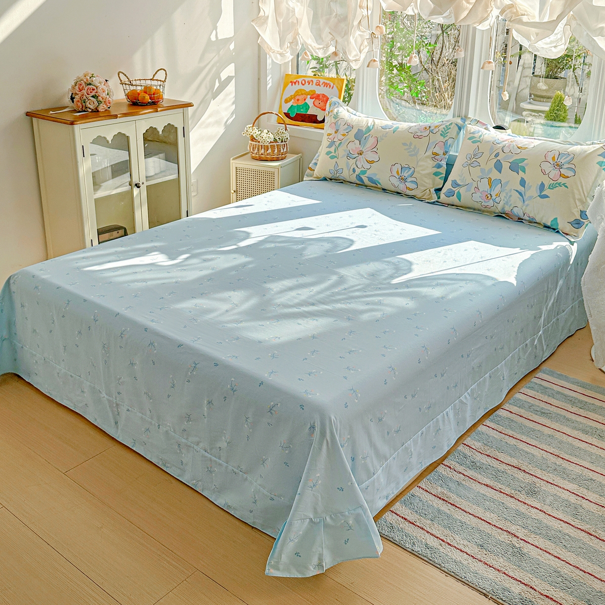 91家纺网 家纺一手货源 找家纺 佳汐蓝家纺 2026新款全棉纯棉加厚13376印花四件套 叶玲珑