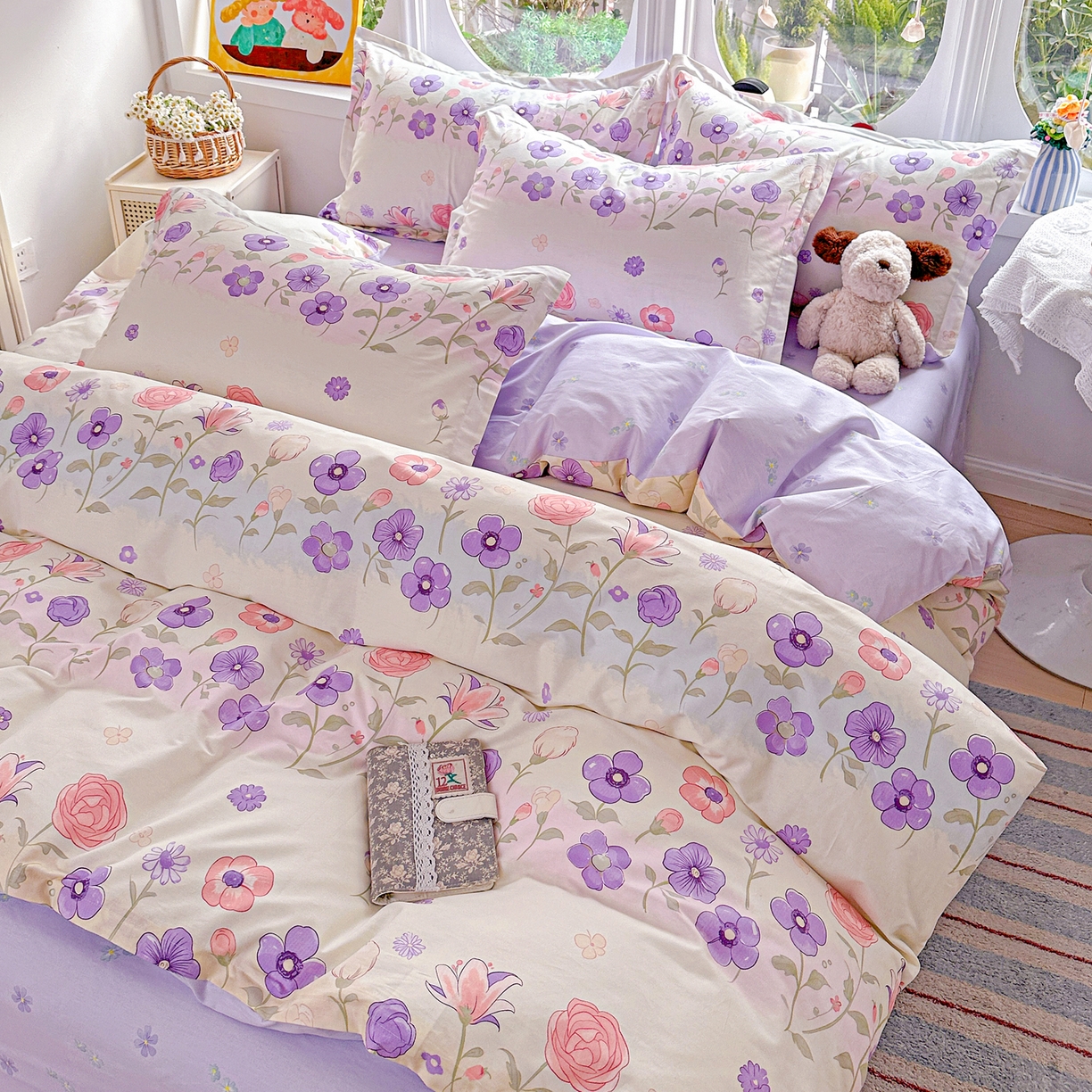 佳汐蓝家纺 2026新款全棉纯棉加厚13376印花四件套 樱雪