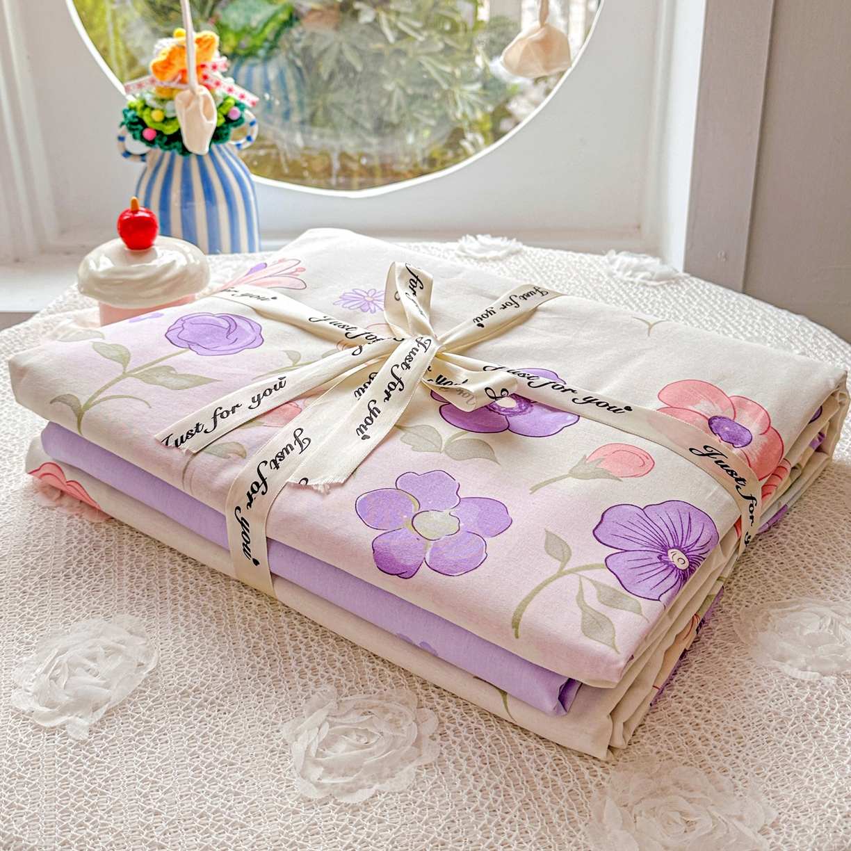 91家纺网 家纺一手货源 找家纺 佳汐蓝家纺 2026新款全棉纯棉加厚13376印花四件套 樱雪