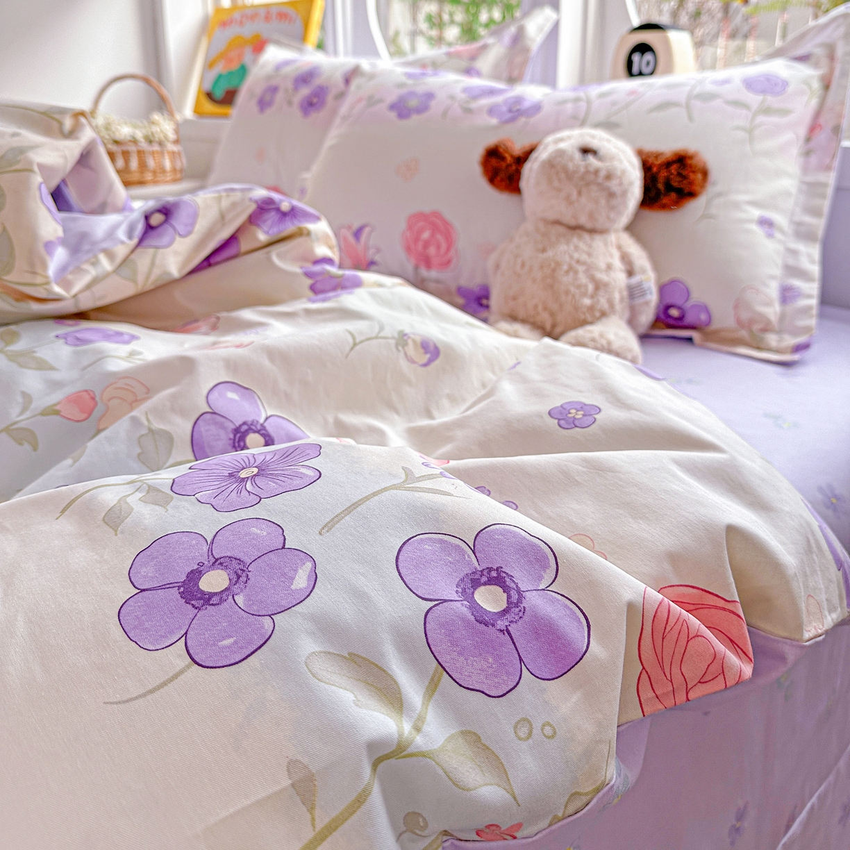 91家纺网 家纺一手货源 找家纺 佳汐蓝家纺 2026新款全棉纯棉加厚13376印花四件套 樱雪