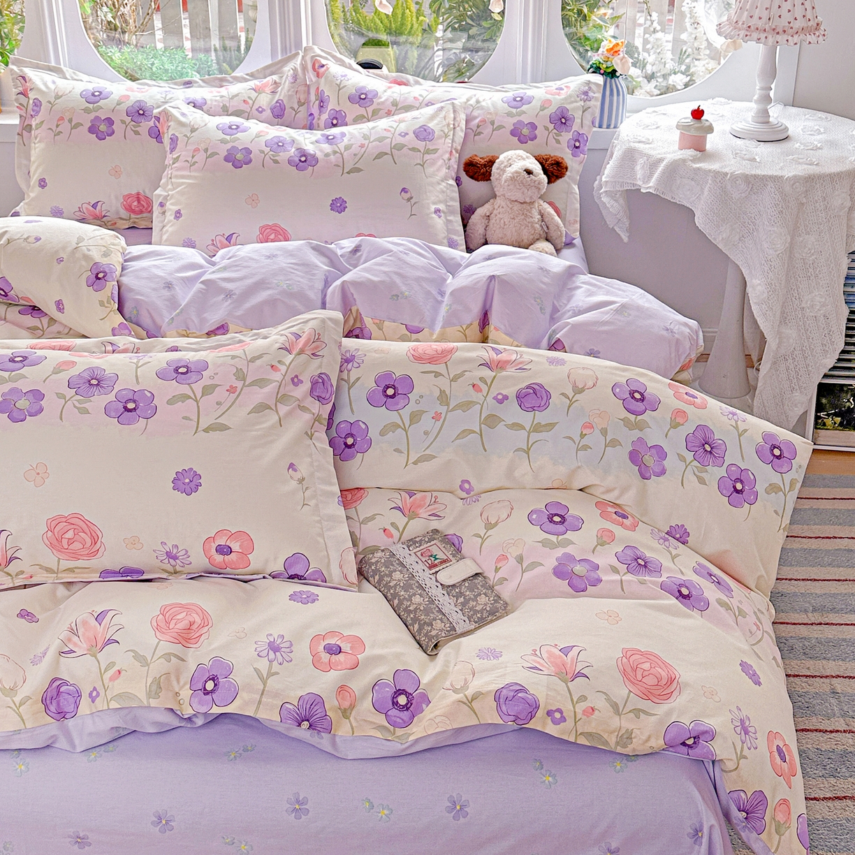 91家纺网 家纺一手货源 找家纺 佳汐蓝家纺 2026新款全棉纯棉加厚13376印花四件套 樱雪