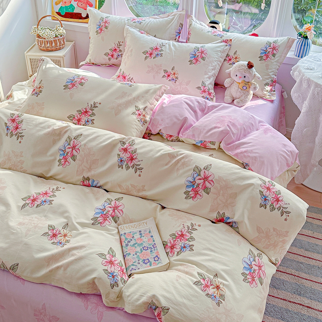 佳汐蓝家纺 2026新款全棉纯棉加厚13376印花四件套 玉兰芬芳