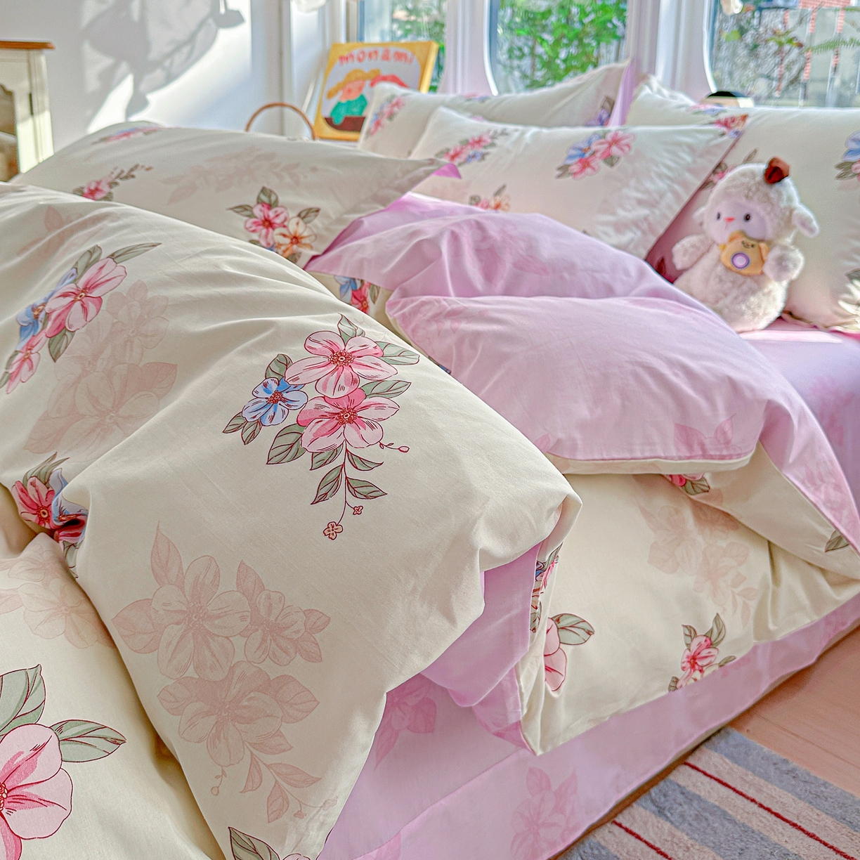 91家纺网 家纺一手货源 找家纺 佳汐蓝家纺 2026新款全棉纯棉加厚13376印花四件套 玉兰芬芳