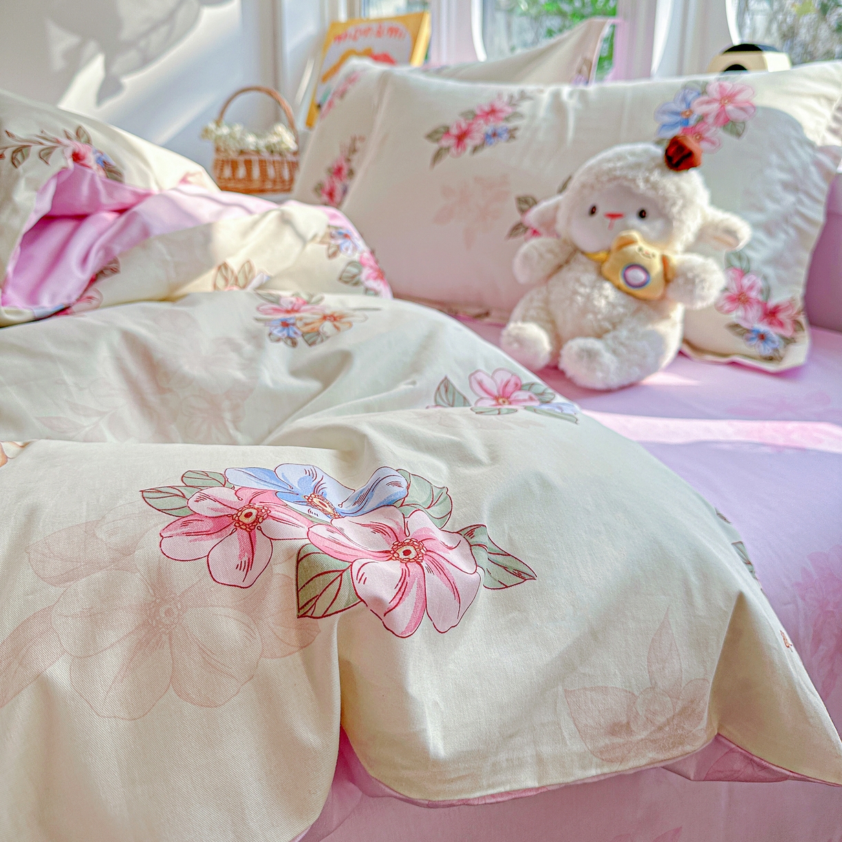 91家纺网 家纺一手货源 找家纺 佳汐蓝家纺 2026新款全棉纯棉加厚13376印花四件套 玉兰芬芳