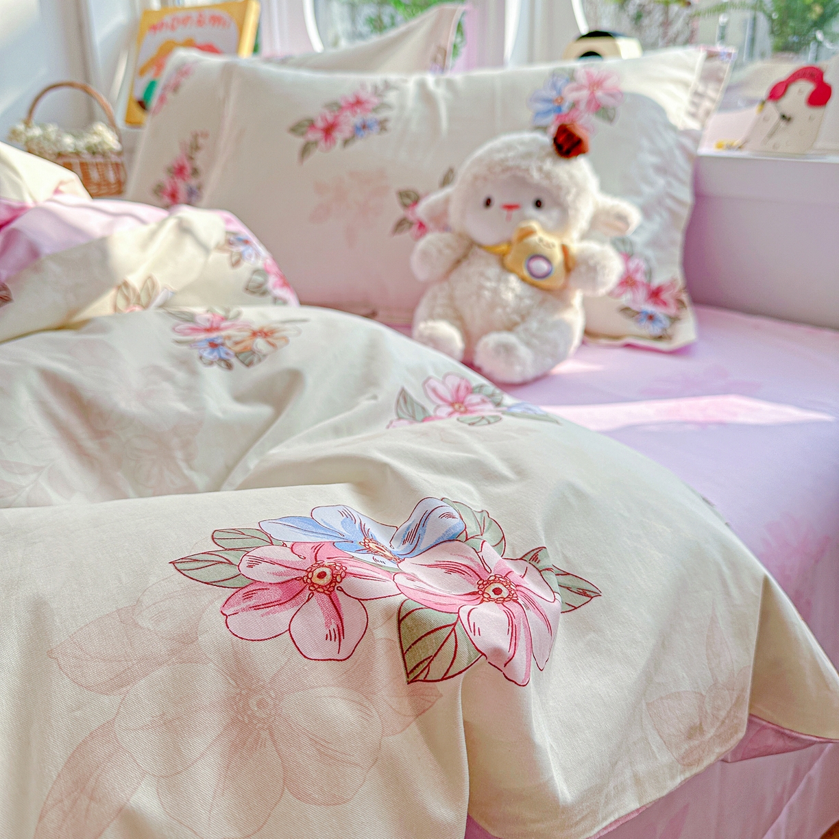 91家纺网 家纺一手货源 找家纺 佳汐蓝家纺 2026新款全棉纯棉加厚13376印花四件套 玉兰芬芳