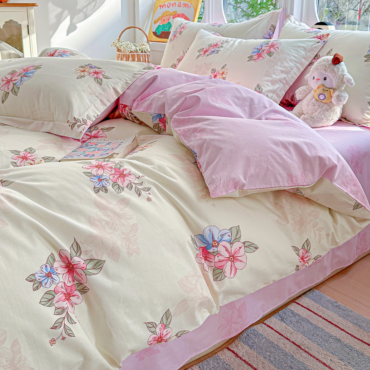 91家纺网 家纺一手货源 找家纺 佳汐蓝家纺 2026新款全棉纯棉加厚13376印花四件套 玉兰芬芳