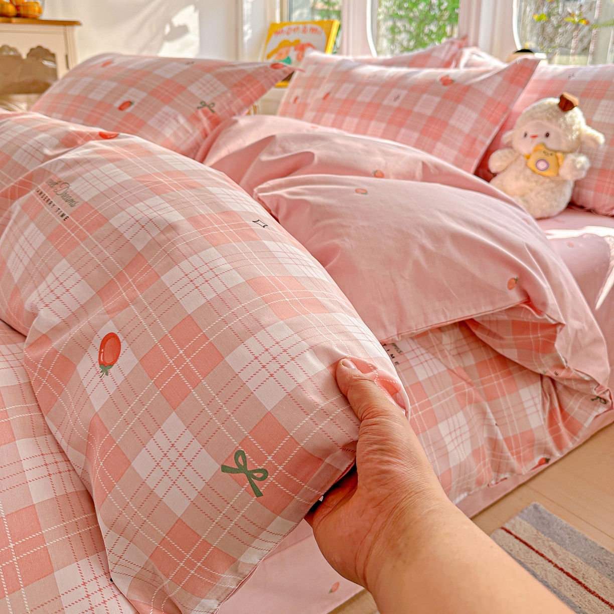 91家纺网 家纺一手货源 找家纺 佳汐蓝家纺 2026新款全棉纯棉加厚13376印花四件套 早安