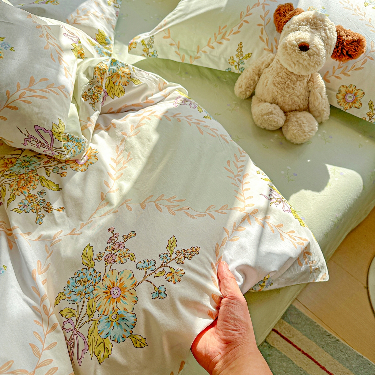 91家纺网 家纺一手货源 找家纺 佳汐蓝家纺 2026新款全棉纯棉加厚13376印花四件套 芷妍