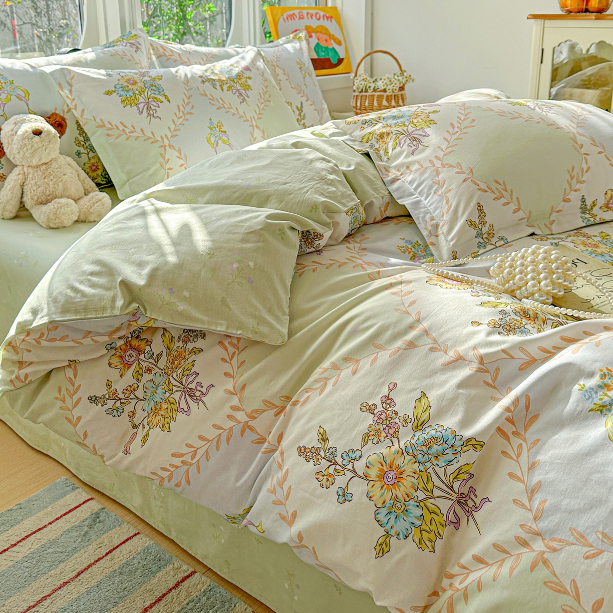 91家纺网 家纺一手货源 找家纺 佳汐蓝家纺 2026新款全棉纯棉加厚13376印花四件套 芷妍