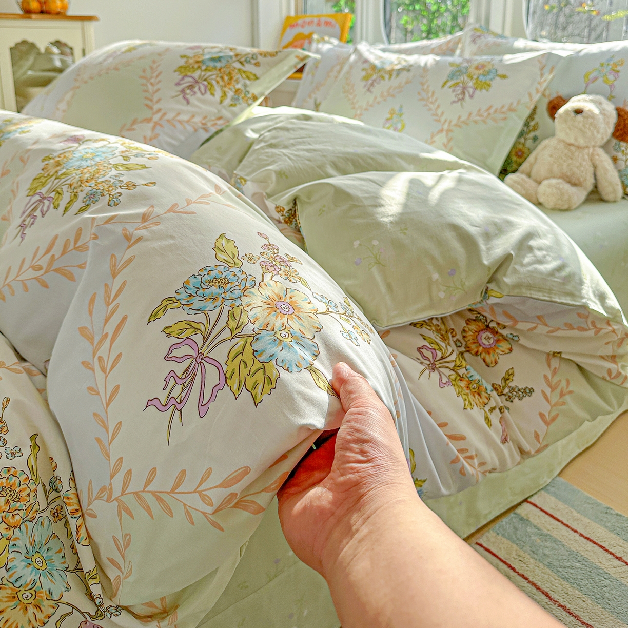 91家纺网 家纺一手货源 找家纺 佳汐蓝家纺 2026新款全棉纯棉加厚13376印花四件套 芷妍