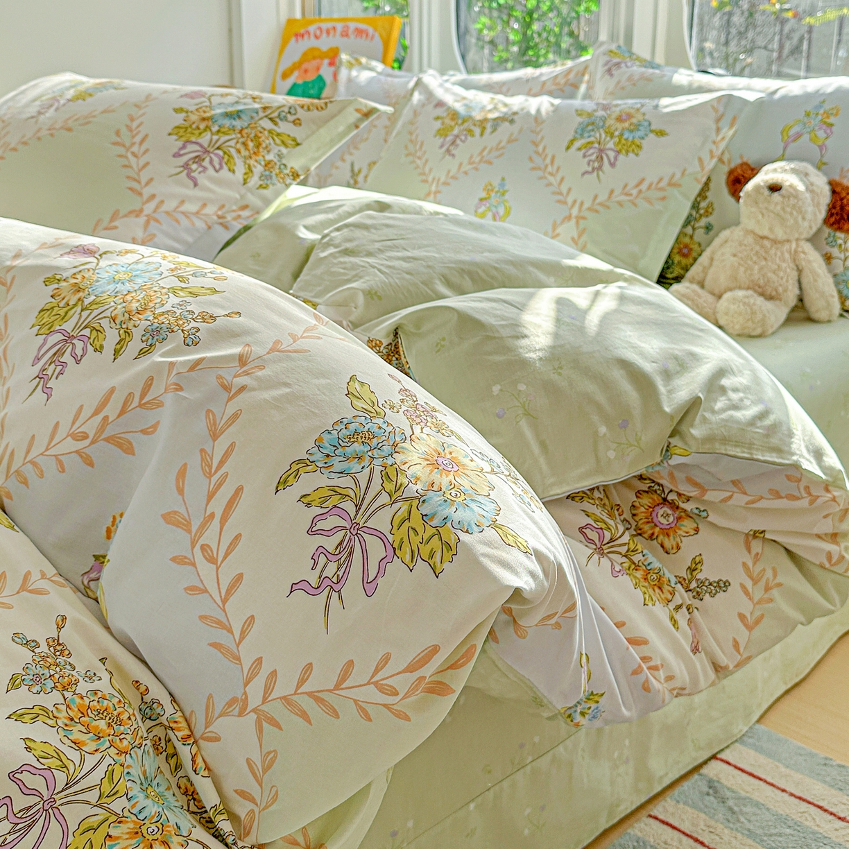 91家纺网 家纺一手货源 找家纺 佳汐蓝家纺 2026新款全棉纯棉加厚13376印花四件套 芷妍