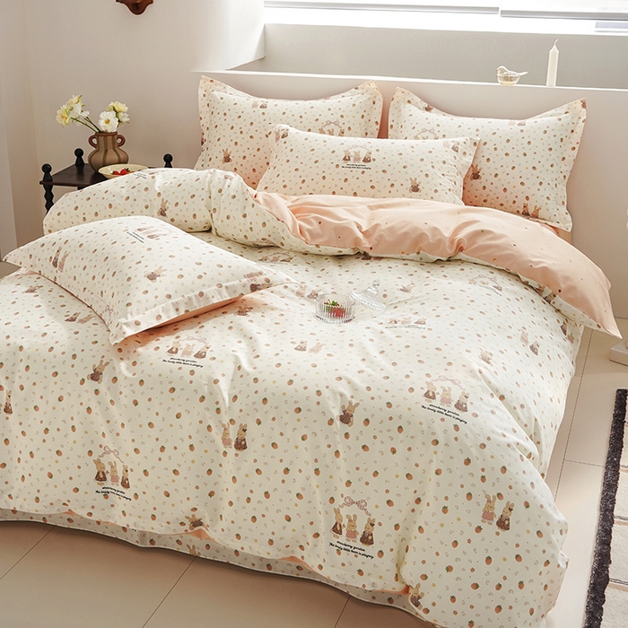 91家纺网 家纺一手货源 找家纺 登登家纺 2026新款全棉四件套 草莓花园