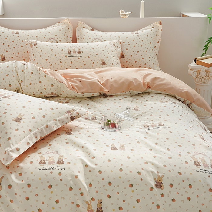 91家纺网 家纺一手货源 找家纺 登登家纺 2026新款全棉四件套 草莓花园