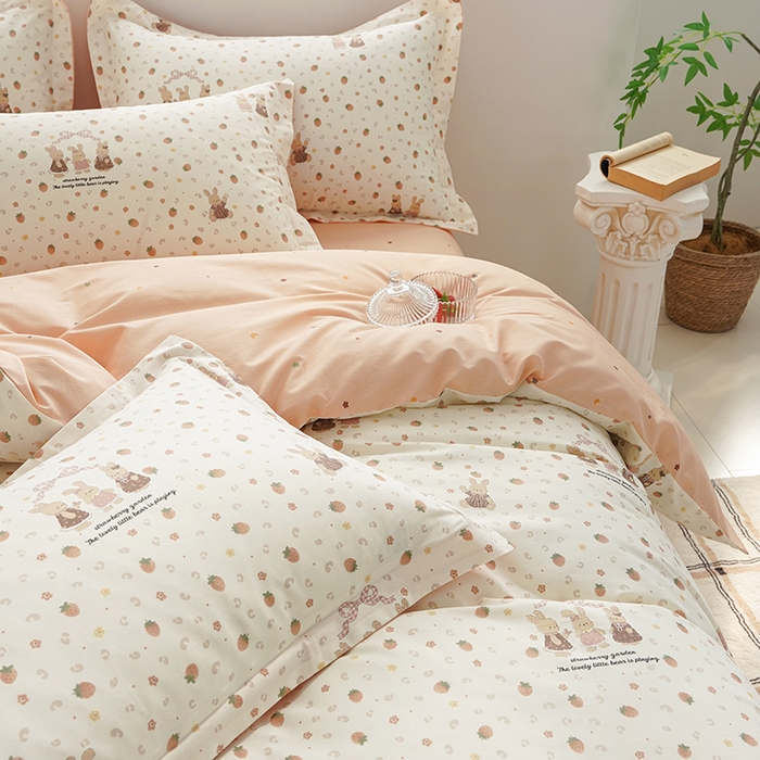 91家纺网 家纺一手货源 找家纺 登登家纺 2026新款全棉四件套 草莓花园