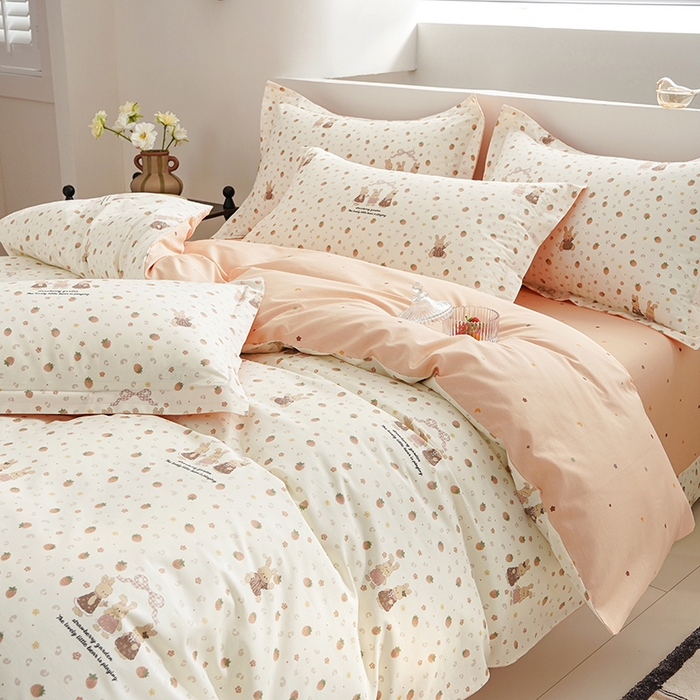 91家纺网 家纺一手货源 找家纺 登登家纺 2026新款全棉四件套 草莓花园