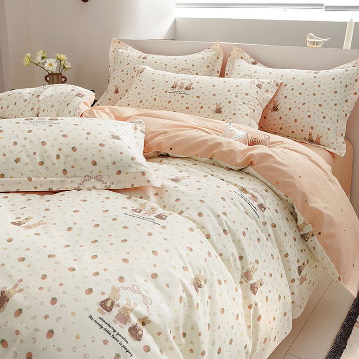 91家纺网 家纺一手货源 找家纺 登登家纺 2026新款全棉四件套 草莓花园