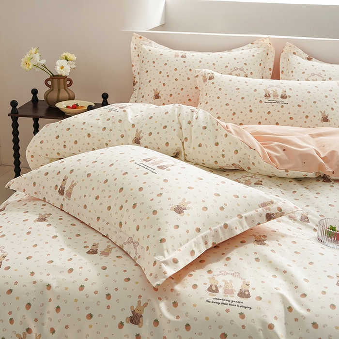 91家纺网 家纺一手货源 找家纺 登登家纺 2026新款全棉四件套 草莓花园