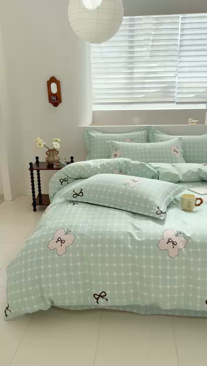 91家纺网 家纺一手货源 找家纺 登登家纺 2026新款全棉四件套 蝴蝶结