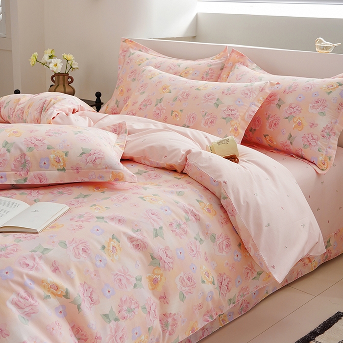 91家纺网 家纺一手货源 找家纺 登登家纺 2026新款全棉四件套 花季柔情