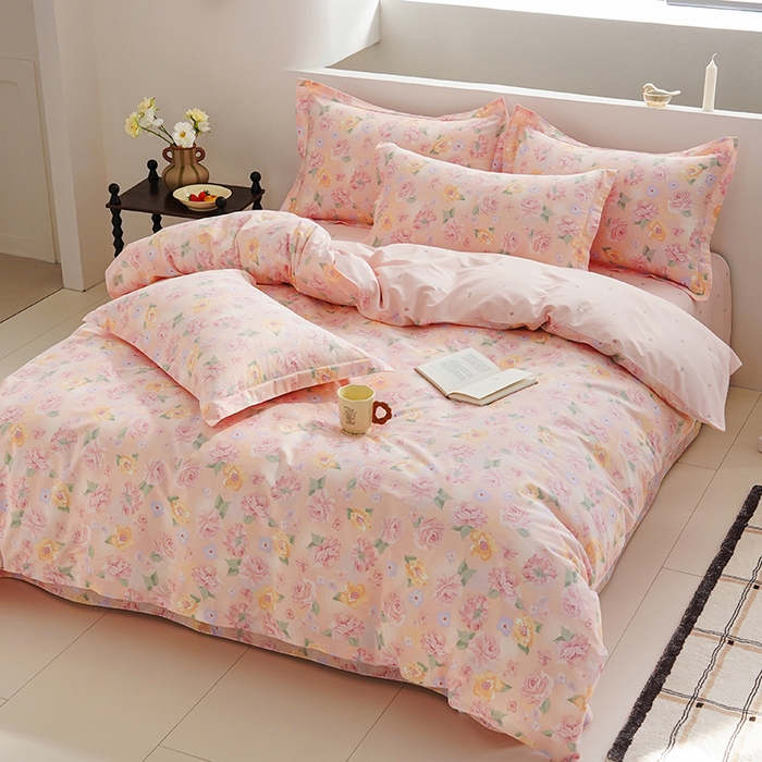 91家纺网 家纺一手货源 找家纺 登登家纺 2026新款全棉四件套 花季柔情