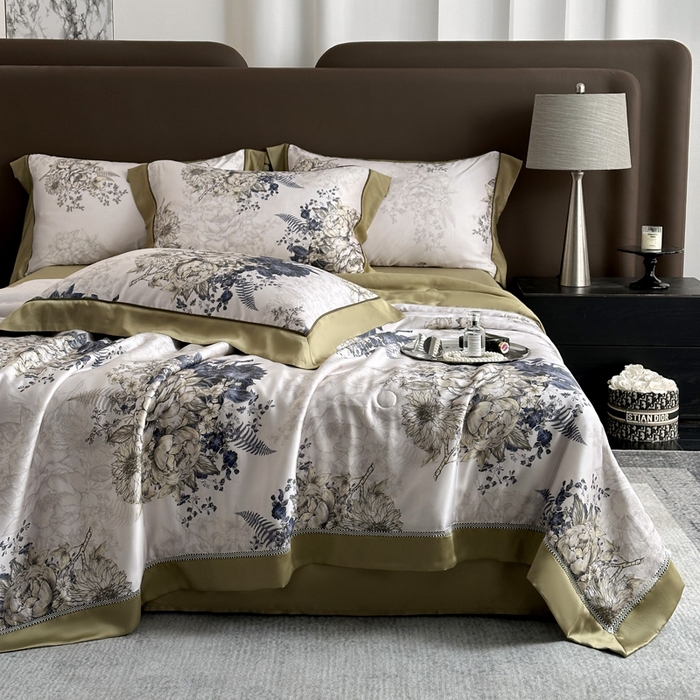 91家纺网 家纺一手货源 找家纺 娇逸家居 2026新款60s天丝数码印花夏被夏凉被空调被四件套 柏蔻