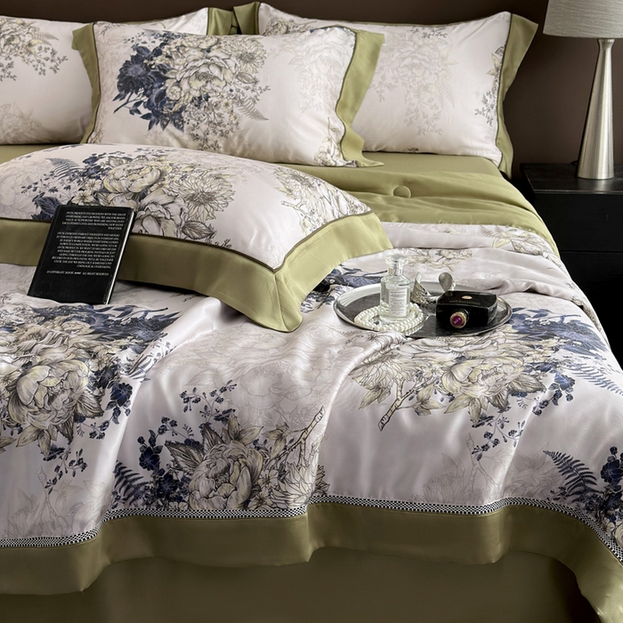 91家纺网 家纺一手货源 找家纺 娇逸家居 2026新款60s天丝数码印花夏被夏凉被空调被四件套 柏蔻